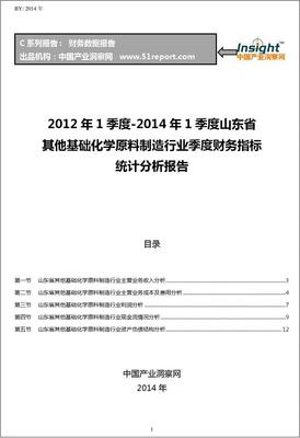 2012-2014年1季度山东省其他基础化学原料制造行业财务指标分析季报